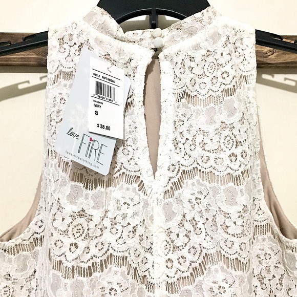 💜NWT Love Fire Cream Lace Sleeveless Top (S)💜 Price Firm - Picture 8 of 11